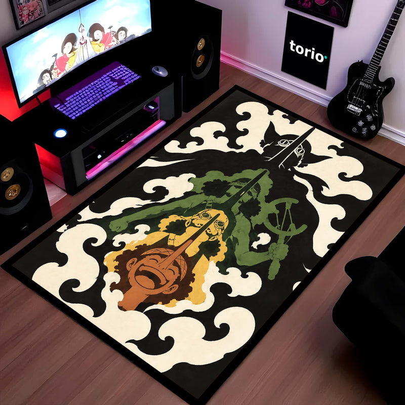 One Piece Usopp Evolution Area Flat Rug | Sogeking Anime Floor Rug | Premium Anti-Slip Flat Rug