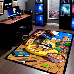 Sleeping Naruto Uzumaki Area Flat Rug | Cute Konoha Anime Area Flat Rug | Premium Anime Bedroom & Gaming Room Floor Decor