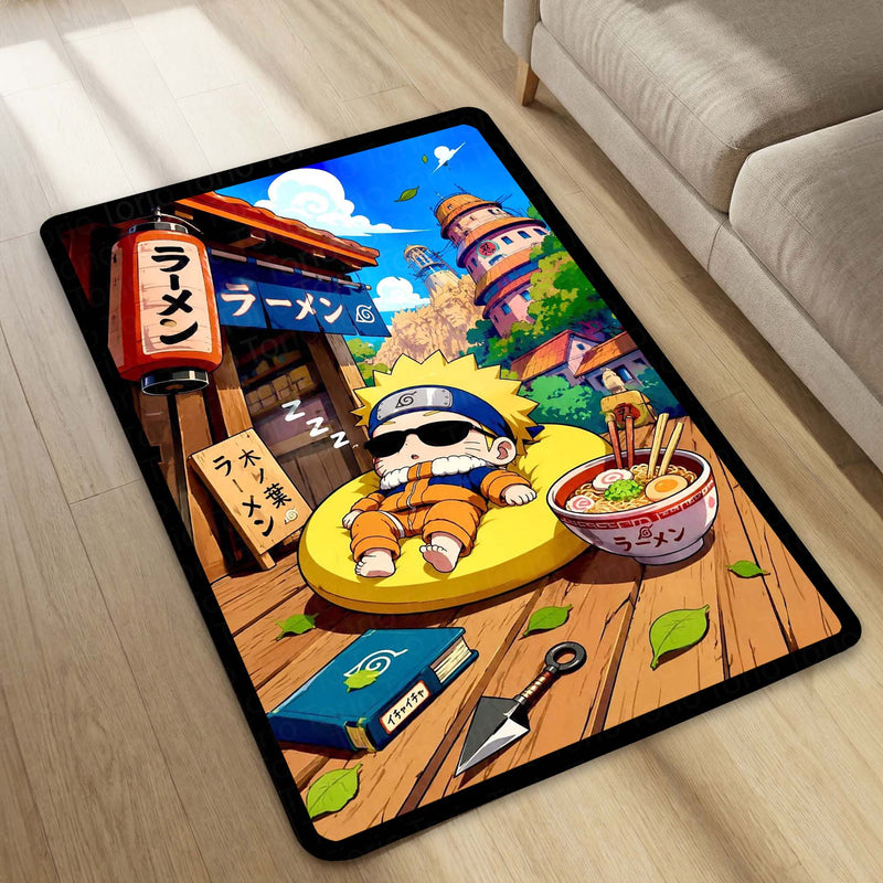 Sleeping Naruto Uzumaki Area Flat Rug | Cute Konoha Anime Area Flat Rug | Premium Anime Bedroom & Gaming Room Floor Decor