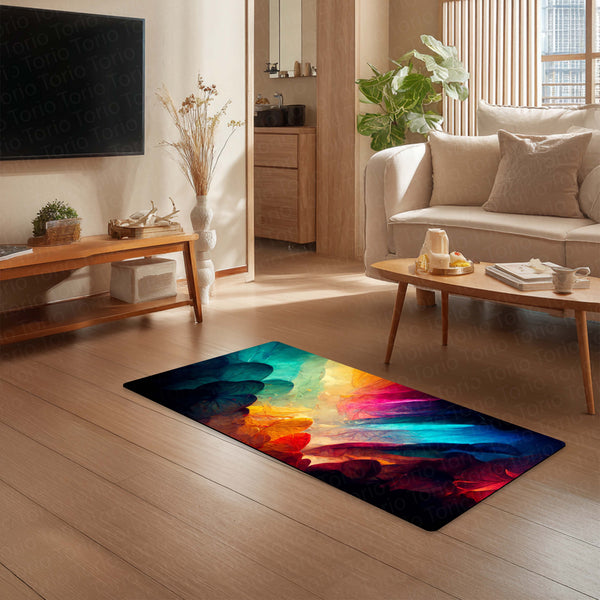 Abstract Color Flow Floor Mat (3 mm Thick) | Modern Artistic Bedroom & Bedside Runner for Contemporary Home Decor
