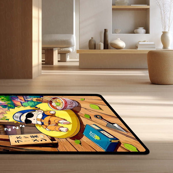 Sleeping Naruto Uzumaki Area Flat Rug | Cute Konoha Anime Area Flat Rug | Premium Anime Bedroom & Gaming Room Floor Decor