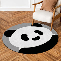 Cute Panda Face Round Area Rug | Minimalist Panda Floor Mat | Kawaii Animal Round Rug for Kids Room, Nursery, Bedroom & Modern Home Decor