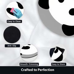 Cute Panda Face Round Area Rug | Minimalist Panda Floor Mat | Kawaii Animal Round Rug for Kids Room, Nursery, Bedroom & Modern Home Decor
