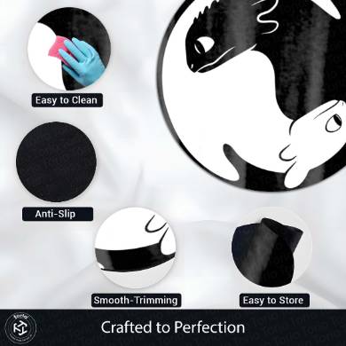 Yin Yang Dragon Circular Floor Mat (3 mm Thick) | Balance & Power Symbol Round Rug for Meditation Room, Bedroom, Gaming Space & Modern Decor