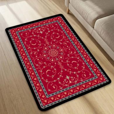 Classic Red Traditional Pattern Floor Mat (3 mm Thick) | Vintage Carpet Style Area Mat for Living Room, Bedroom & Home Decor