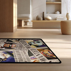 One Piece Wanted Posters Anime Floor Mat | Luffy Zoro Sanji Robin Anime Rug | Anti-Slip 3mm Easy Clean Otaku Floor Mat for Bedroom & Gaming Room