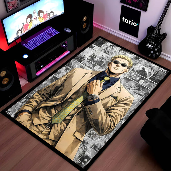 Nanami Kento Area Flat Rug | Jujutsu Kaisen Anime Floor Rug | Manga Panel Gaming Room Rug | Modern Anime Home Décor