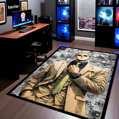 Nanami Kento Area Flat Rug | Jujutsu Kaisen Anime Floor Rug | Manga Panel Gaming Room Rug | Modern Anime Home Décor
