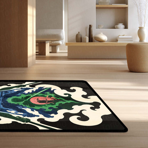 One Piece Roronoa Zoro Area Rug | Three Sword Style Anime Design | Premium Anti-Slip Flat Area Rug
