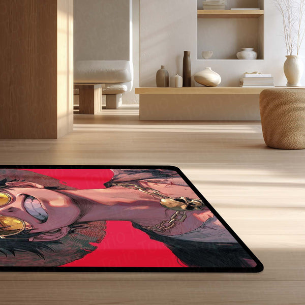 Monkey D. Luffy One Piece Area Flat Rug | Smiling Straw Hat Pirate Anime Area Flat Rug | Premium Anime Bedroom & Gaming Room Floor Decor