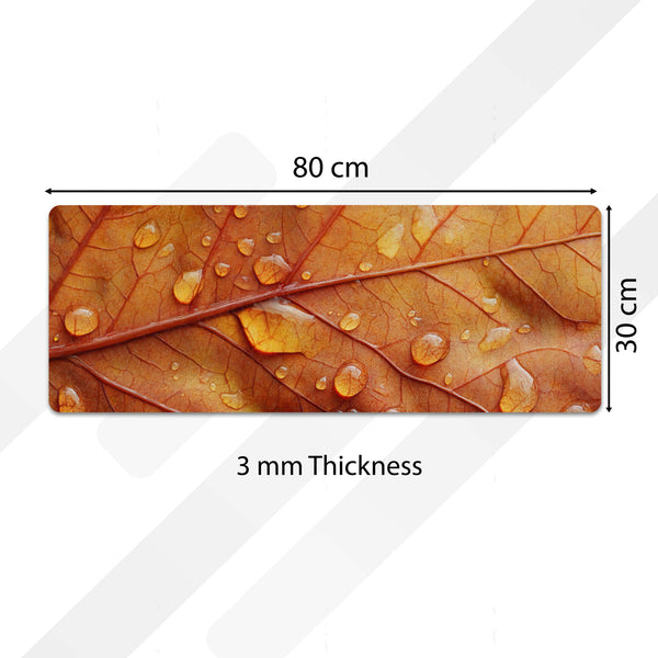 Autumn Leaf Macro Floor Mat (3 mm Thick) | Nature-Inspired Bedroom & Bedside Runner with Water Droplet Design