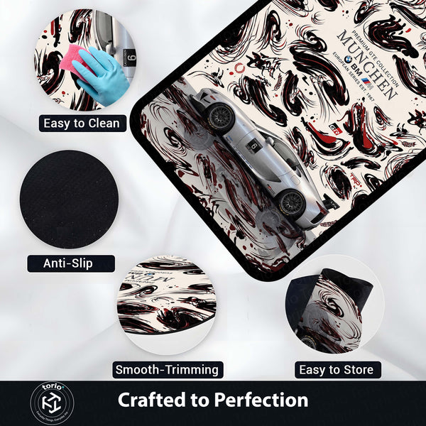 BMW M8 GTE Munich Motorsport Flat Rug | BMW Racing Car Area Rug | Premium Anti-Slip Flat Rug