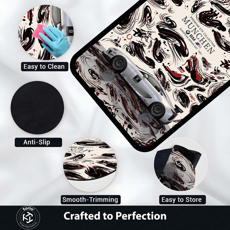 BMW M8 GTE Munich Motorsport Flat Rug | BMW Racing Car Area Rug | Premium Anti-Slip Flat Rug