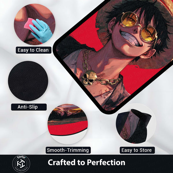 Monkey D. Luffy One Piece Area Flat Rug | Smiling Straw Hat Pirate Anime Area Flat Rug | Premium Anime Bedroom & Gaming Room Floor Decor