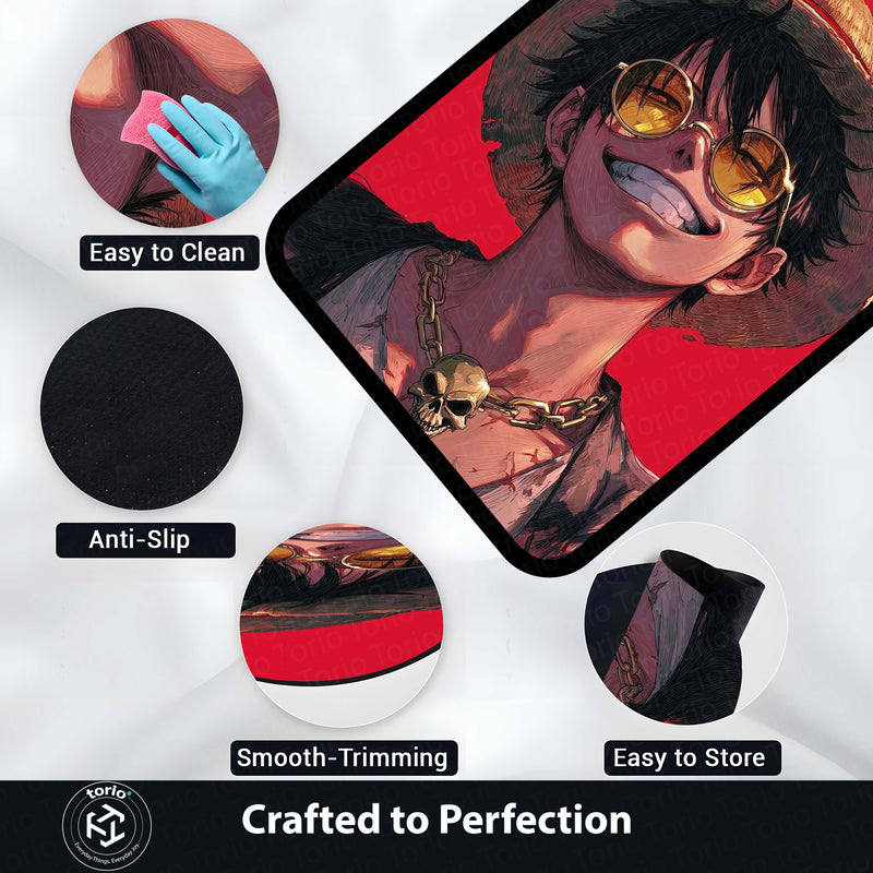 Monkey D. Luffy One Piece Area Flat Rug | Smiling Straw Hat Pirate Anime Area Flat Rug | Premium Anime Bedroom & Gaming Room Floor Decor