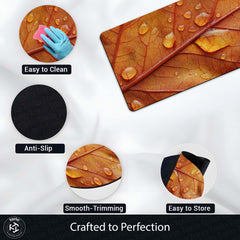 Autumn Leaf Macro Floor Mat (3 mm Thick) | Nature-Inspired Bedroom & Bedside Runner with Water Droplet Design