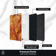 Autumn Leaf Macro Floor Mat (3 mm Thick) | Nature-Inspired Bedroom & Bedside Runner with Water Droplet Design