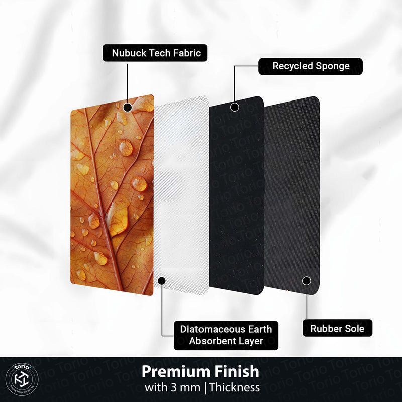 Autumn Leaf Macro Floor Mat (3 mm Thick) | Nature-Inspired Bedroom & Bedside Runner with Water Droplet Design