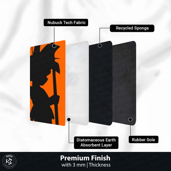 Son Goku Anime Circular Floor Mat (3 mm Thick) | Dragon Ball Goku Silhouette Round Rug with Power Staff Design for Gaming Room, Bedroom & Anime Decor | TORIO