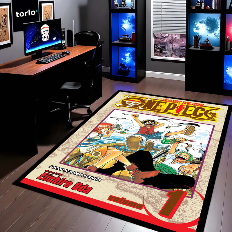 One Piece Wanted Poster Floor Mat | Monkey D. Luffy, Zoro & Nami Anime Rug | Anti-Slip 3mm Absorbent Manga Floor Mat for Bedroom, Gaming Room & Otaku Setup
