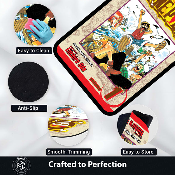 One Piece Wanted Poster Floor Mat | Monkey D. Luffy, Zoro & Nami Anime Rug | Anti-Slip 3mm Absorbent Manga Floor Mat for Bedroom, Gaming Room & Otaku Setup
