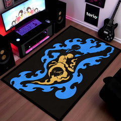 One Piece Sanji Black Leg Area Rug | Diable Jambe Anime Kick Design | Premium Anti-Slip Flat Area Rug