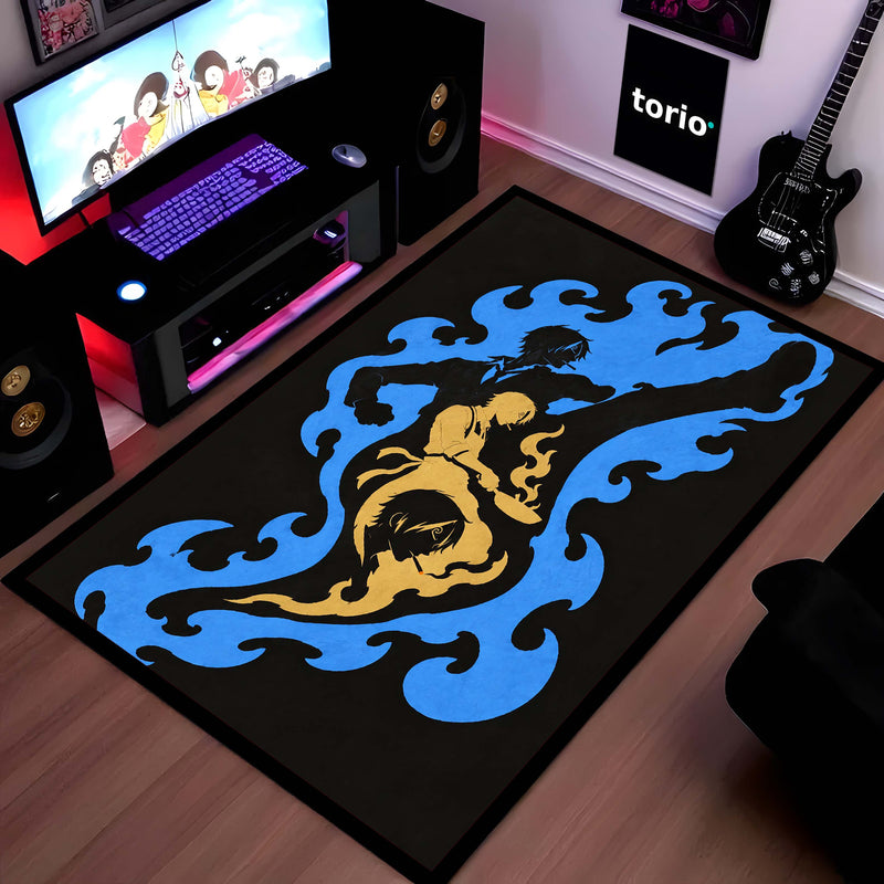 One Piece Sanji Black Leg Area Rug | Diable Jambe Anime Kick Design | Premium Anti-Slip Flat Area Rug