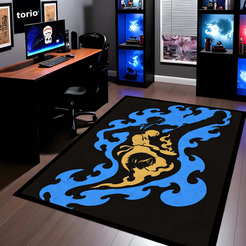 One Piece Sanji Black Leg Area Rug | Diable Jambe Anime Kick Design | Premium Anti-Slip Flat Area Rug