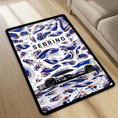 Porsche 963 Sebring 12 Hours Flat Rug | Endurance Racing Motorsport Area Rug | Premium Anti-Slip Flat Rug