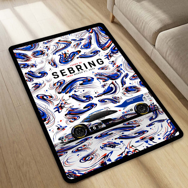 Porsche 963 Sebring 12 Hours Flat Rug | Endurance Racing Motorsport Area Rug | Premium Anti-Slip Flat Rug