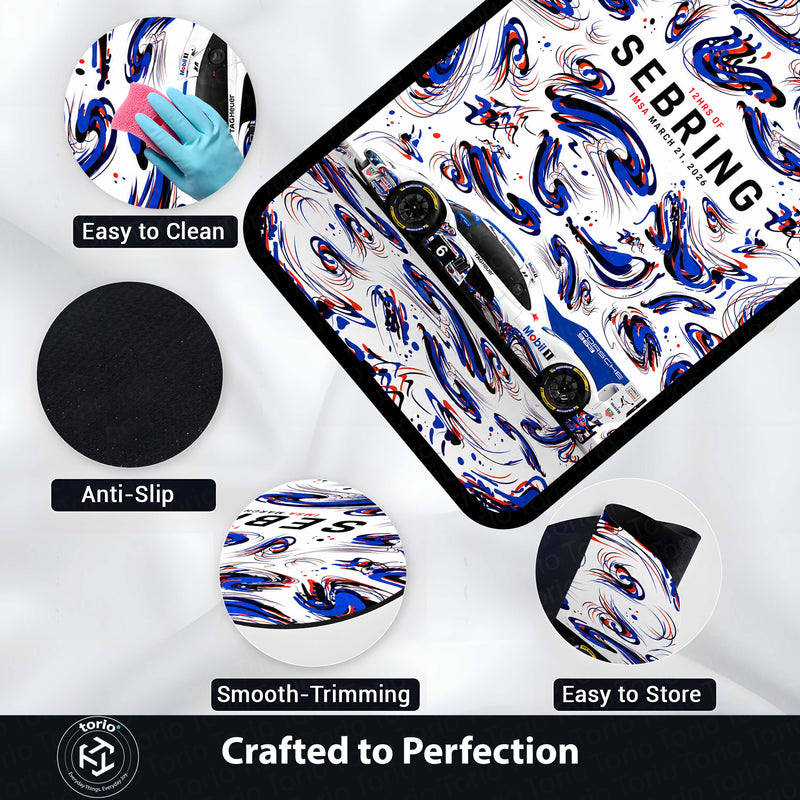 Porsche 963 Sebring 12 Hours Flat Rug | Endurance Racing Motorsport Area Rug | Premium Anti-Slip Flat Rug