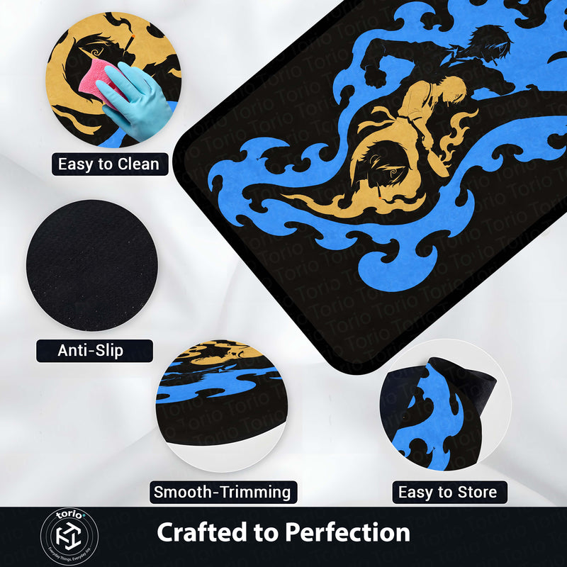 One Piece Sanji Black Leg Area Rug | Diable Jambe Anime Kick Design | Premium Anti-Slip Flat Area Rug
