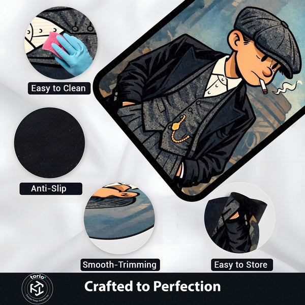Peaky Blinders Inspired Gentleman Area Flat Rug | Vintage British Gangster Style Area Flat Rug | Premium Classic Crime Drama Living Room & Gaming Room Floor Decor