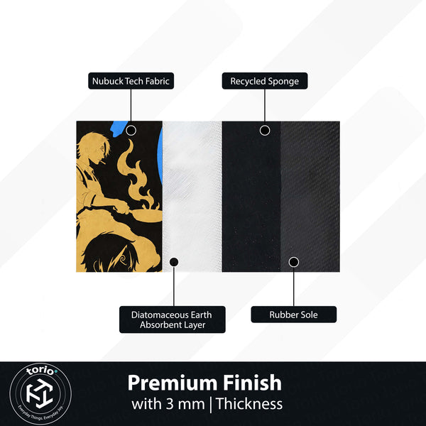 One Piece Sanji Black Leg Area Rug | Diable Jambe Anime Kick Design | Premium Anti-Slip Flat Area Rug
