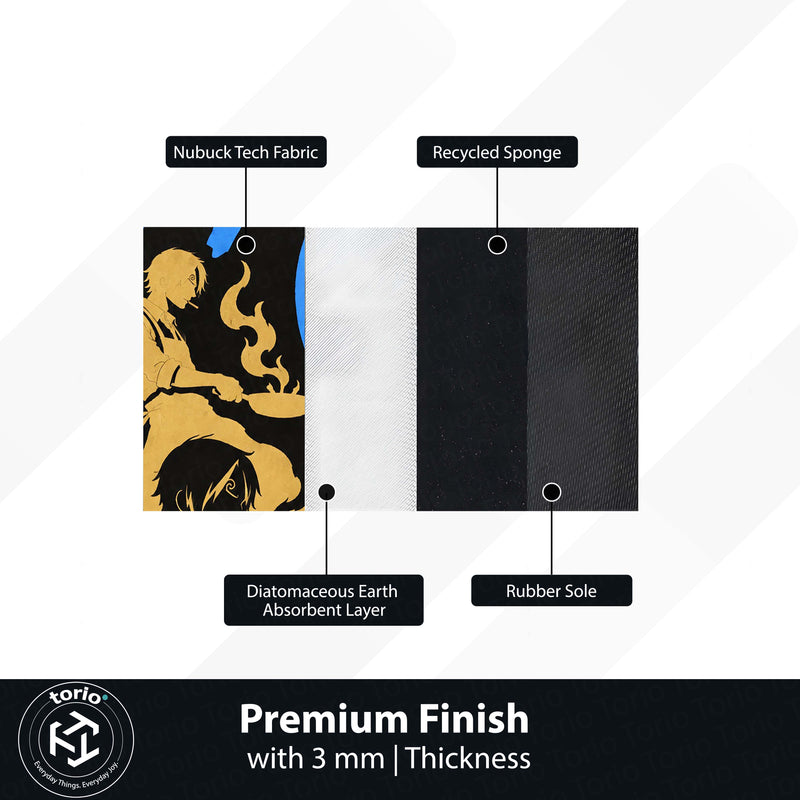 One Piece Sanji Black Leg Area Rug | Diable Jambe Anime Kick Design | Premium Anti-Slip Flat Area Rug