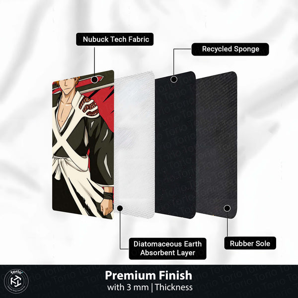 Ichigo Kurosaki Bleach Circular Floor Mat (3 mm Thick) | Anti-Slip Printed Round Anime Floor Rug for Bedroom, Gaming Room & Otaku Decor | TORIO