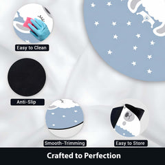 Cute Llama Round Area Rug | Kawaii Alpaca Floor Mat | Cartoon Animal Circular Rug for Kids Room, Nursery, Bedroom & Modern Home Decor