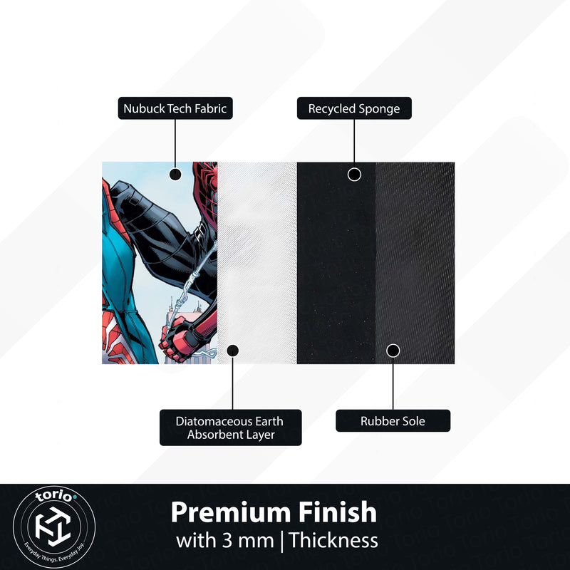 Marvel Spider-Man & Miles Morales Floor Mat | Peter Parker vs Miles Morales Comic Art Rug | Anti-Slip 3mm Absorbent Superhero Floor Mat for Gaming Room & Bedroom