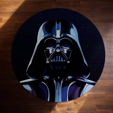 Darth Vader Star Wars Circular Floor Mat (3 mm Thick) | Anti-Slip Printed Round Floor Rug for Bedroom, Gaming Room & Sci-Fi Decor | TORIO