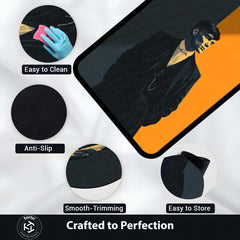 Minimalist Peaky Blinders Inspired Gentleman Area Flat Rug | Modern British Gangster Style Area Flat Rug | Premium Monochrome Living Room & Gaming Room Floor Decor