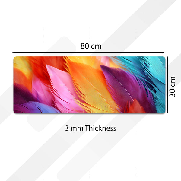 Multicolor Feather Aesthetic Floor Mat (3 mm Thick) | Soft Gradient Bedroom Bedside Runner for Modern Home Decor
