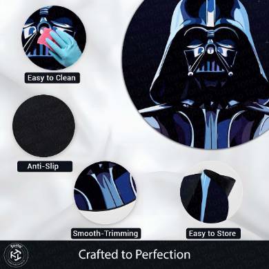 Darth Vader Star Wars Circular Floor Mat (3 mm Thick) | Anti-Slip Printed Round Floor Rug for Bedroom, Gaming Room & Sci-Fi Decor | TORIO