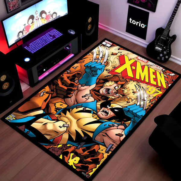 Marvel X-Men Wolverine Floor Mat | Logan Comic Art Superhero Rug | Anti-Slip 3mm Absorbent Floor Mat for Gaming Room, Bedroom & Fan Cave
