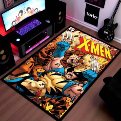 Marvel X-Men Wolverine Floor Mat | Logan Comic Art Superhero Rug | Anti-Slip 3mm Absorbent Floor Mat for Gaming Room, Bedroom & Fan Cave
