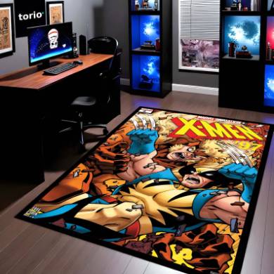 Marvel X-Men Wolverine Floor Mat | Logan Comic Art Superhero Rug | Anti-Slip 3mm Absorbent Floor Mat for Gaming Room, Bedroom & Fan Cave