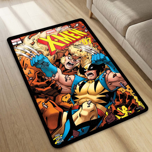 Marvel X-Men Wolverine Floor Mat | Logan Comic Art Superhero Rug | Anti-Slip 3mm Absorbent Floor Mat for Gaming Room, Bedroom & Fan Cave