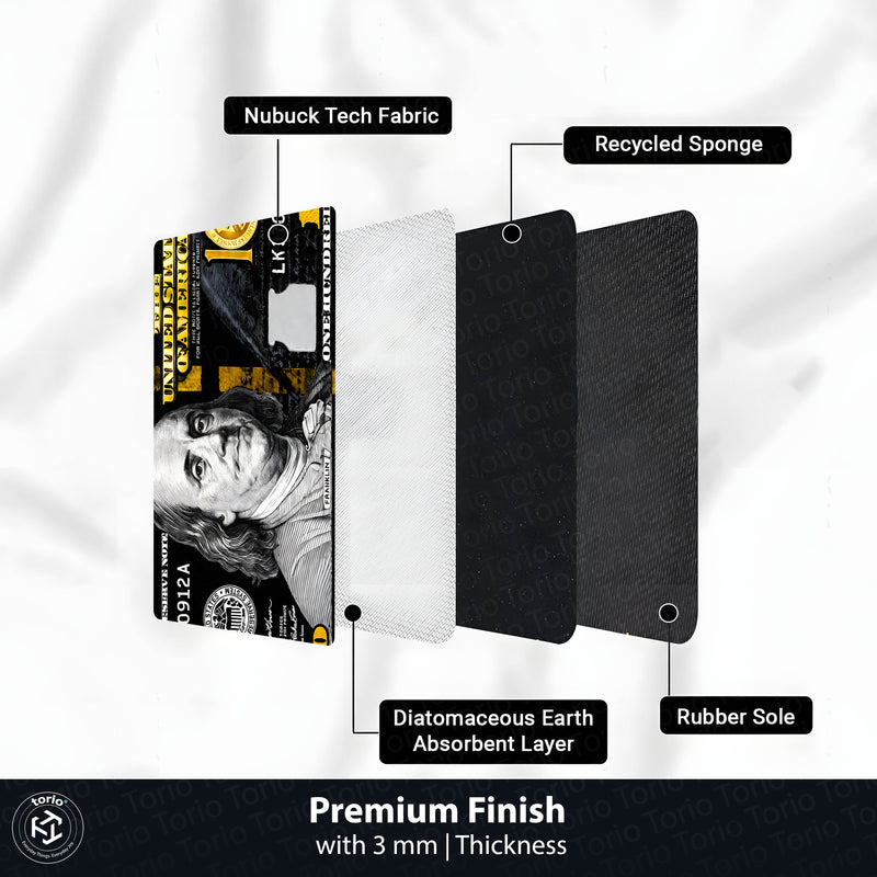 Black & Gold Dollar Bedside Runner (3 mm Thick) | Luxury Money-Themed Bedroom Floor Mat for Modern Home Decor
