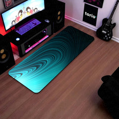 Teal Abstract Swirl Floor Mat (3 mm Thick) | Modern Minimal Bedside Runner for Contemporary Home Deco