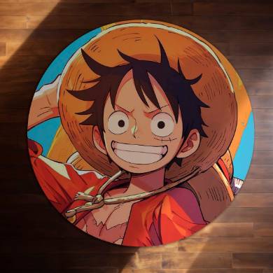 Monkey D. Luffy Circular Floor Mat (3 mm Thick) | Anime Round Floor Rug for Bedroom, Gaming Room & Otaku Decor | TORIO