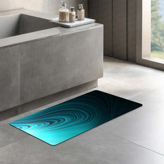 Teal Abstract Swirl Floor Mat (3 mm Thick) | Modern Minimal Bedside Runner for Contemporary Home Deco